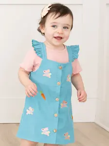 Blue Bunnies & Carrots Skirtall Set