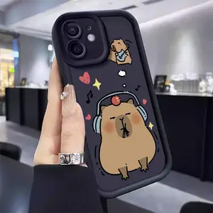 Cute Cartoon Capybara Pattern Phone Case, Decorative Phone Protector Cover, Phone Accessories Compatible with iPhone 11 12 13 14 15 Pro Max