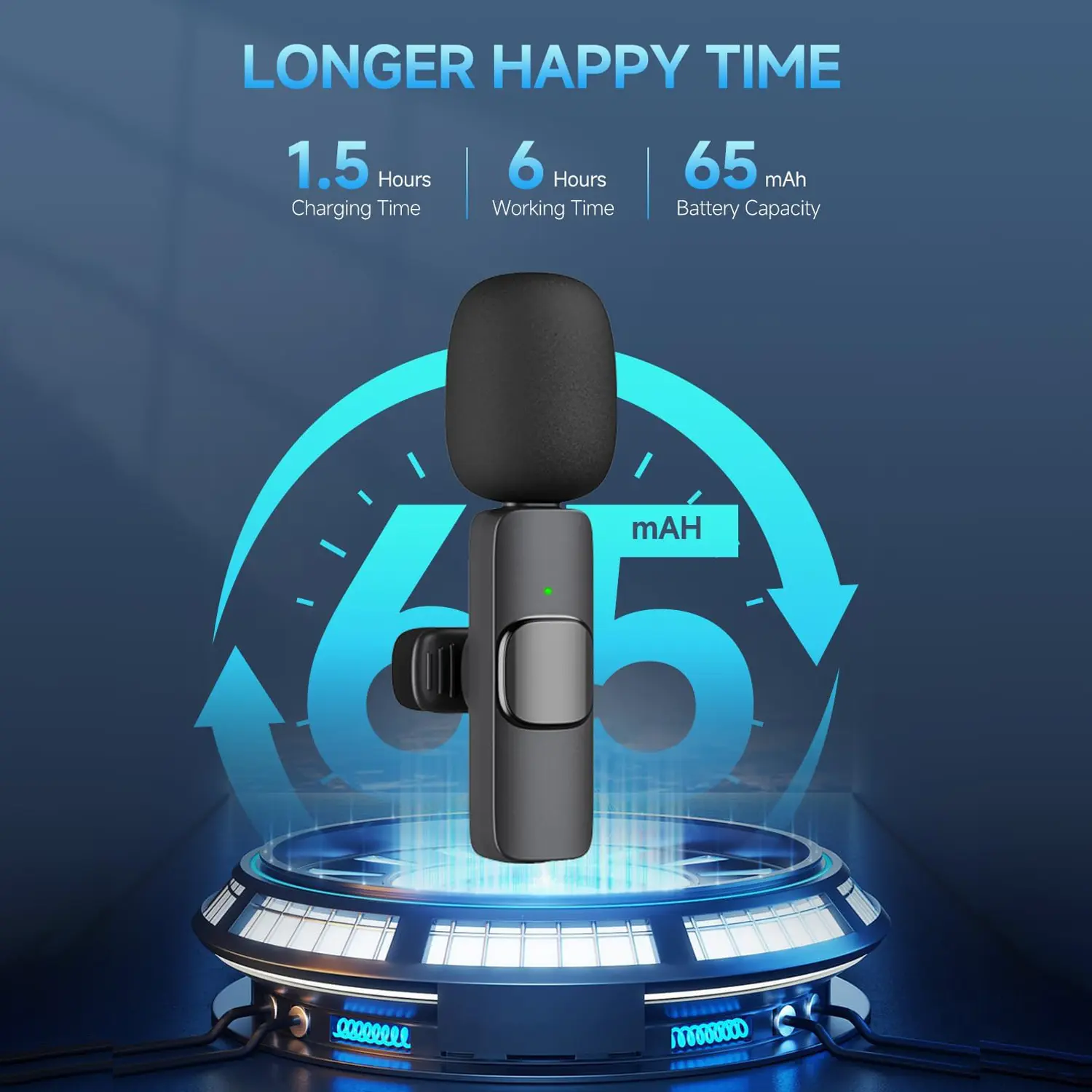 Wireless Lavalier Microphone for iPhone, Android & Smartphone - Plug & Play Clip-On Mini Mic with Noise Cancellation for Vlog, Live Streaming, Recording
