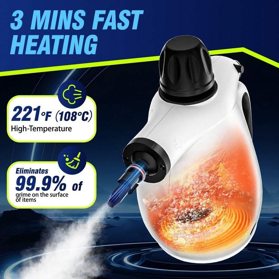 Steam Cleaner, Pressurized Steam Cleaner For Home&Car, Upgrade 450ML/15.22 Oz Tank, Lightweight Portable Steamer With 12Accessories For Cleaning Kitchen, Grout, Furniture, Couch, Car And Bathroom