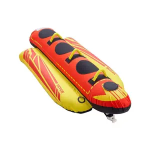 VEVOR Towable Tubes for Boating,  1-3 Riders Inflatable Boat Tubes and Towables, 510lbs Capacity Hot Dog Water Sport Tube for Boat to Pull - with Full Nylon Cover, Padded Handles & Speed Safety Valve