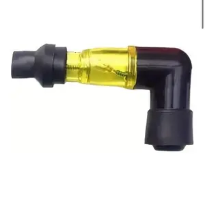 YELLOW Flashing Light SPARK PLUG CAP Flash Ignition Coil Head for DIRT PIT BIKE MOTORCYCLE ATV STREET BIKE SCOOTER GO KART 50cc 110cc 125cc 150cc 200cc 250cc, Waterproof High-Tension 90 degree