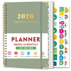 2026 Daily & Monthly Planner/Calendar, January 2026 - December 2026 Hardcover Planner Book With Monthly Tabs, Inner Pocket, Flexible Cover, A5 Compact Size (8.4"x5.7"), Perfect For Women & Men