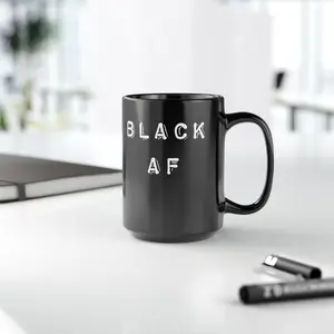 Black AF Mug | 15oz Black Ceramic Coffee Mug
