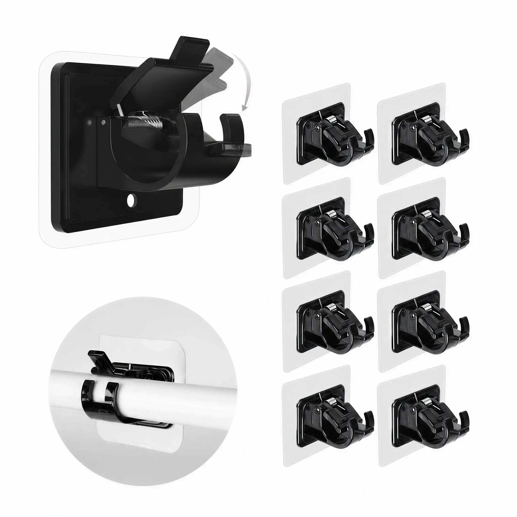 2026 New 8-Pack No-Drill Self-Adhesive Curtain Rod Brackets, Nail-Free Multipurpose Stick-On Hooks for Dorm, Bathroom Decor