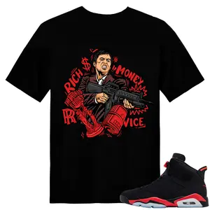 Unisex T-shirt To Match Sneakers Jordan 6 Reverse Infrared - Tony-Montana. 100% Cotton for Casual Wear. Comfortable Summer Unisex T-Shirt to match Jordan Sneaker. Streetwear Style. urban outfitters
