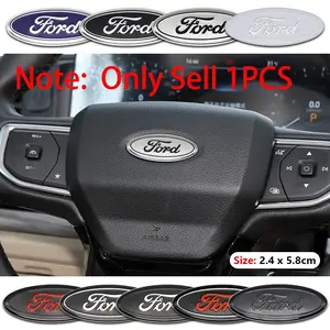 1Pcs 58mm Aluminum Car Steering Wheel Center Logo Cover Stickers Emblem Badge Decoration Decal For Ford Focus 2 3 Mk2 Mk3 Fiesta Mk7 Mondeo Mk4 Fusion Kuga Ranger Mustang Explorer S-MAX