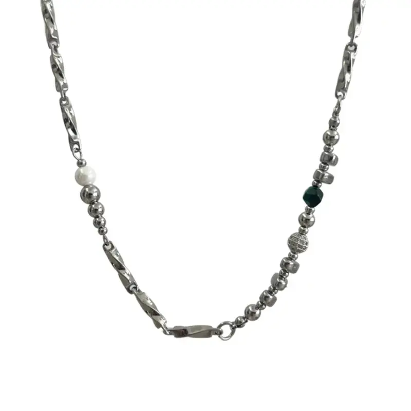 Y2K Trendy Chain Necklace Adjustable Chunky Chains Jewelry Retro Fashion Statement 17.7 Inch Chain with 2 Inch Extender Premium Quality Beaded Design Perfect Gift