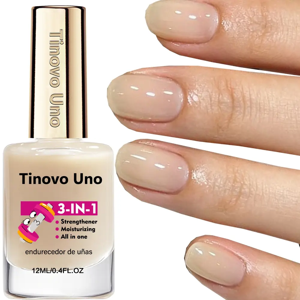 Tinovo Uno 3-in-1 Nail Care Jelly Beige Nail Hardener 12ml Nail Strengthener Strengthening & Moisturizing Multi-Purpose Nail Enhancer Quick-Drying for Natural-Looking Nails Ideal for Thin & Soft Nails Essential for Home Manicures Perfect Holiday Gift