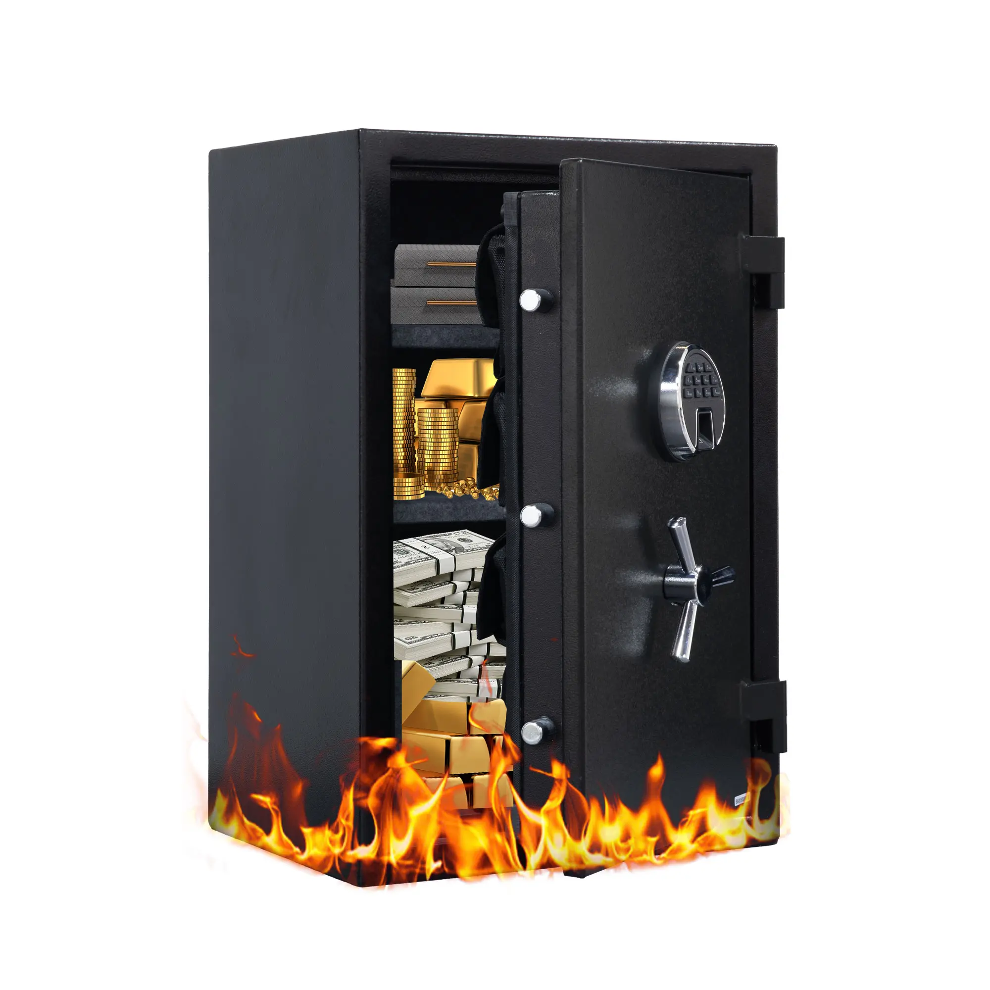 Golden Key 2.5 CUFT Fireproof Safe Box, UL 72 Standard 30-Min Fire Protection, Biometric Fingerprint & Digital Keypad Reinforced Steel Solid Build Safe for Home Office Stationery Storage