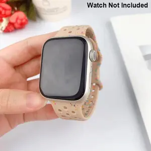 Sport Silicone Breathable Hole Band Strap for Apple Watch Series 9/8/7/6/SE/5/4/3/2/1, Smart Watch Accessories for iWatch 38mm/40mm/41mm/42mm/44mm/45mm/49mm, Wearable