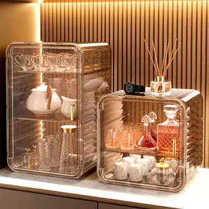 Dustproof Cup Storage Rack, Coffee Mug Organizer Box, Water Bottle Holder, Tea Set Teacup Stand, Kitchen Utensils Display Shelf