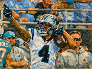 Carolina Panthers Tetairoa McMillan 13x19 Oil Painting Print