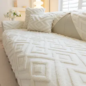 1pc Soft Plush Couch Cover, Non Slip Fluffy Sectional Sofa Covers for 3 Cushion Couch Sofa L Sharped Sofa Slipcover for Pets, Washable Sofa Slipcover, Furniture Protector