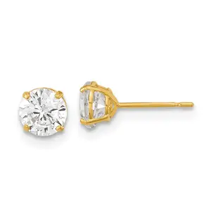 14k Madi K 5mm Round CZ Basket Set Stud Earrings (0.5 grams)