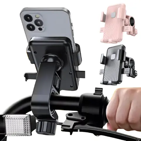 Universal Bike Motorcycle Phone Holder Mount for Girl Boy Women Men, 360° Rotation Shockproof Handlebar Clamp, Quick-Release Anti-Slip Easy Install for iPhone 17/16/15/14/13 Pro Max/Plus Samsung 4.7-7" Smartphones, For Scooter Ebike 0.8-1.1" Handlebar
