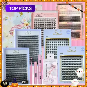 Individual False Eyelashes Kit, 1 Set Natural-Look Self-Grafting Curl Cluster Lashes, Eye Makeup Enhancement False Lashes for Women and Girls, Winter Gift