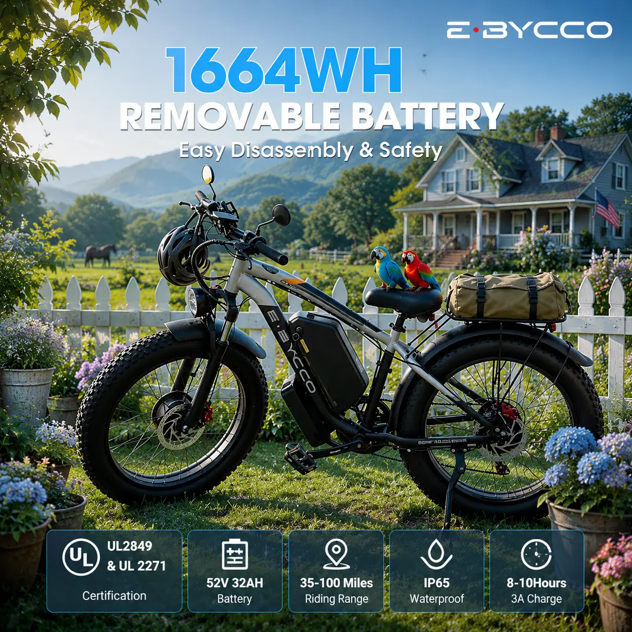 E·BYCCO 24" C5PRO Peak 6000W  Off-Road Fat Tire Electric Bike ebike plegable Led Bike Light summervibes️