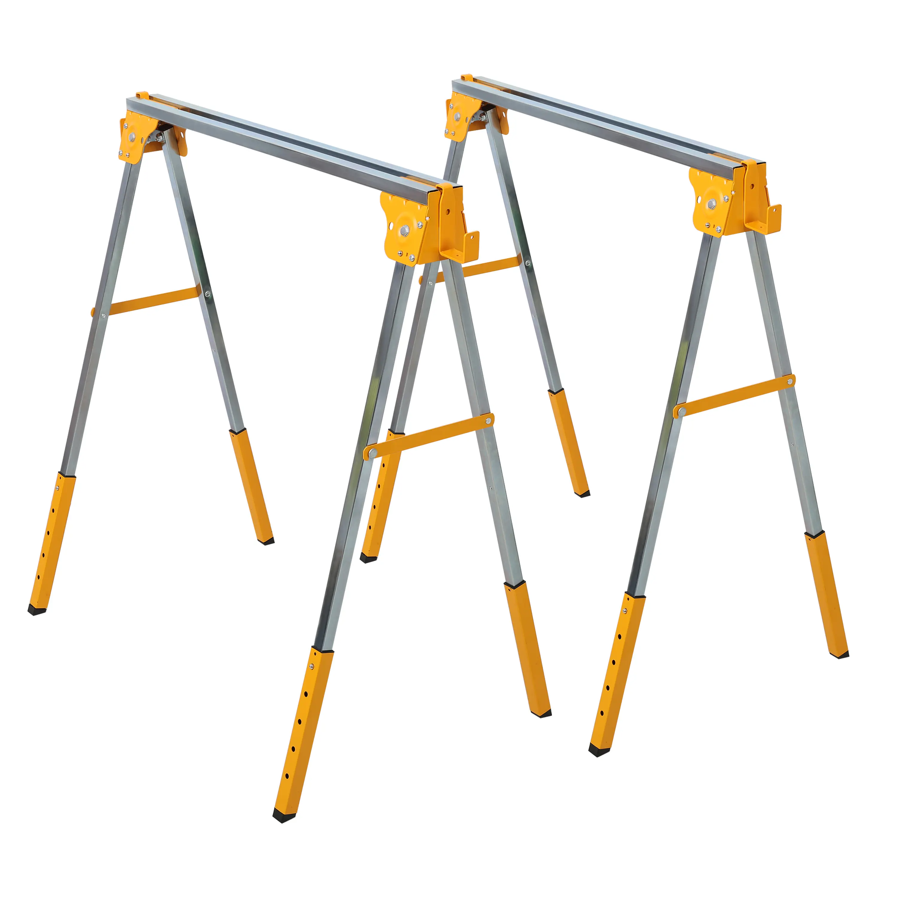 DONEXT 2-Pack Heavy Duty Folding Sawhorses - All-Steel Frame, Adjustable Legs, Multi-Use Hook, 5 Height Settings, 1000LB Capacity, Weight Distribution, Fully Assembled for Garage, Workshop