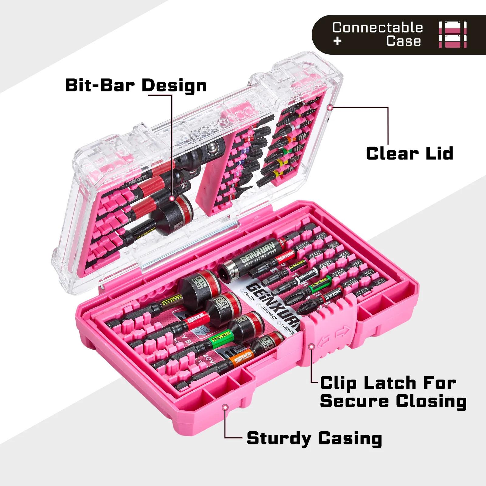 Ready to Ship in US Warehouse 52pcs Red Case High-Torque Impact Set Industrial DIY Color-Coded Screwdriver Bits OEM Customizable