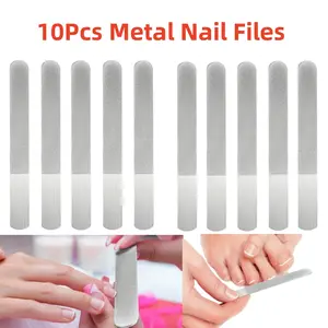 A Set of 10/5 Pcs 6.9" Metal Nail Files,Diamond Stainless Steel Sapphire Toenail Fingernail Files,Double Side Metal Manicure Natural Acrylic Nails Emery Boards for Salon Home and Travel Women Men,Hand Tools Kits