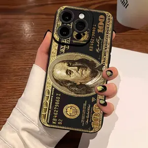 Banknote pattern, provides comprehensive camera protection, has anti-impact, anti-fall, anti-fingerprint functions, suitable for iPhone 16 E/15 Pro Max 14 Plus 13/12/11/Samsung Galaxy S22/S23/S24/S25 Ultra FE Plus black mobile phone case, for gift