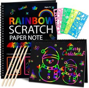Stocking Stuffers for Kids Teen Girls: Scratch Paper Art Crafts Back to School Teacher Supplies Game Party Favors Activities Toys for Boy Ages 3-12 Years Old Valentines Birthday Gifts 2 Pack