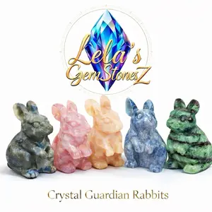 Crystal Guardian Bunnies Rabbits Various Crystal in Different Materials and Sizes Unique Gemstone Decorative Piece for Collectors Earth Material Variations Home Accent