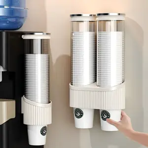Wall Mounted Disposable Cup Dispenser, Paper Cup Holder for Water Dispenser, Dustproof Cup Storage Organizer for Kitchen, Office & Bar