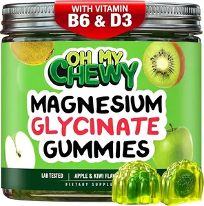 Center-Filled Magnesium Glycinate Gummies - High Absorption for Kids, Teens & Adults - Supplement for Sleep, Calm & Muscle Relaxation with B6 & D3 - Gluten Free & Vegan Friendly - 60 Count