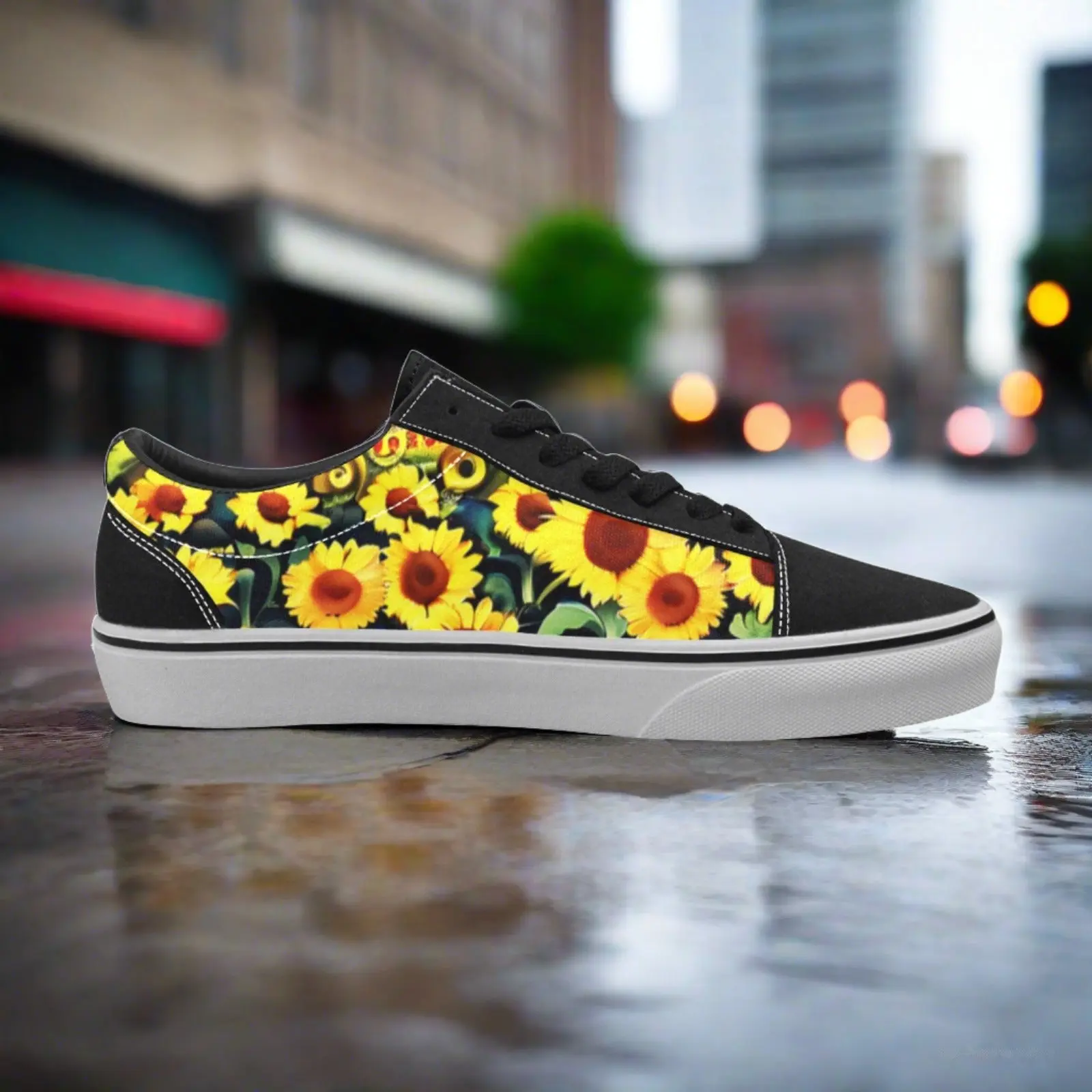 WOMEN'S Sunflowers Art Custom Skate Shoesboarding Shoes | Freaky Shoes®