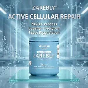 ZAREBLY Collagen Peptide Powder 20oz | Grass Fed Hydrolyzed Protein Supplement, Premium Formula With 18 Essential Amino Acids, Skin Hair Nail & Joint Daily Wellness Support workout pre Boost Superfood Organic gym dietary edible tiktokshopspringglowup