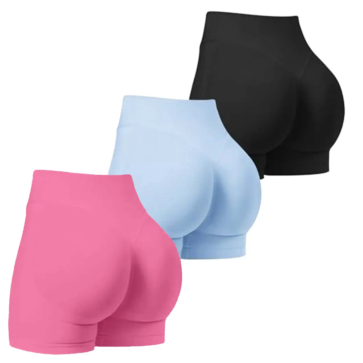 Women's Athleisure Shorts, 3 Pack High Waist Seamless Active Biker Shorts with Tummy Control & Butt Lifting for Performance Training, Performance Training Shorts
