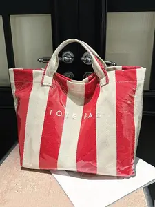 Daily commuting shopping bag，work tote bag，travel weekender bag，tote bags for gift giving，Women's Fashionable and Striped Pattern Tote Bag, Large Capacity Transparent Tote Bag, Waterproof PVC Material Handle Bag，