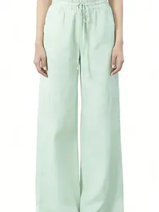 THE LINEN-BLEND WIDE-LEG TROUSER | Effortless Relaxed Fit | FOAM GREEN | Premium Drape & Tailored Comfort