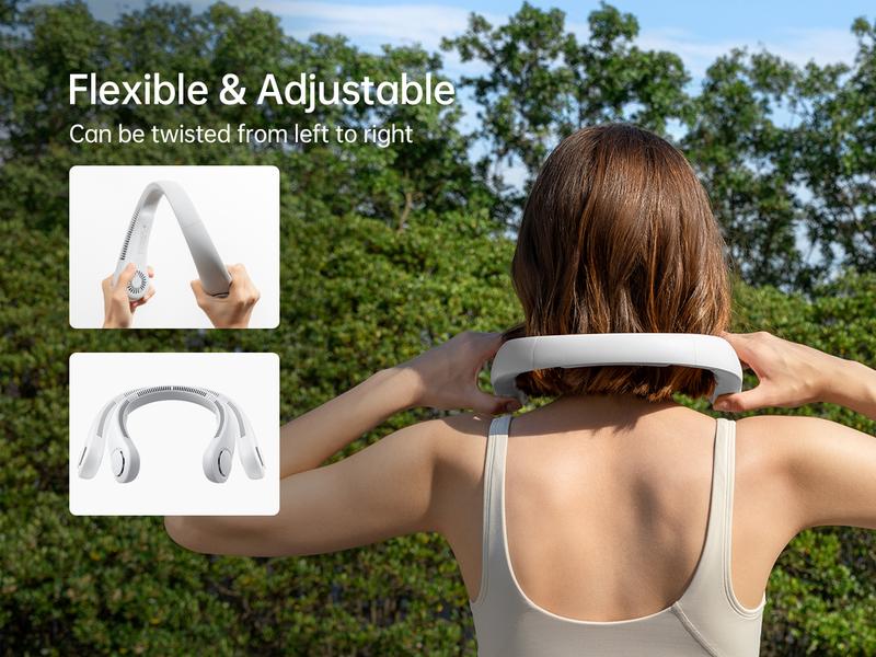 Jisulife Portable Neckfan Hands Free Bladeless Fan 4000mAh Battery Operated Wearable Personal Wireless Fan Rechargeable 3 Speeds Gifts for Women Men Wireless