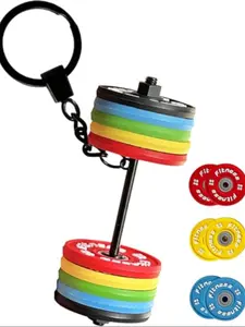 Mini Dumbbell Keychain, Fitness Weight Plate Keyring, Gym Lover Gift, Portable Bag Charm, Motivational Workout Accessory for Men Women