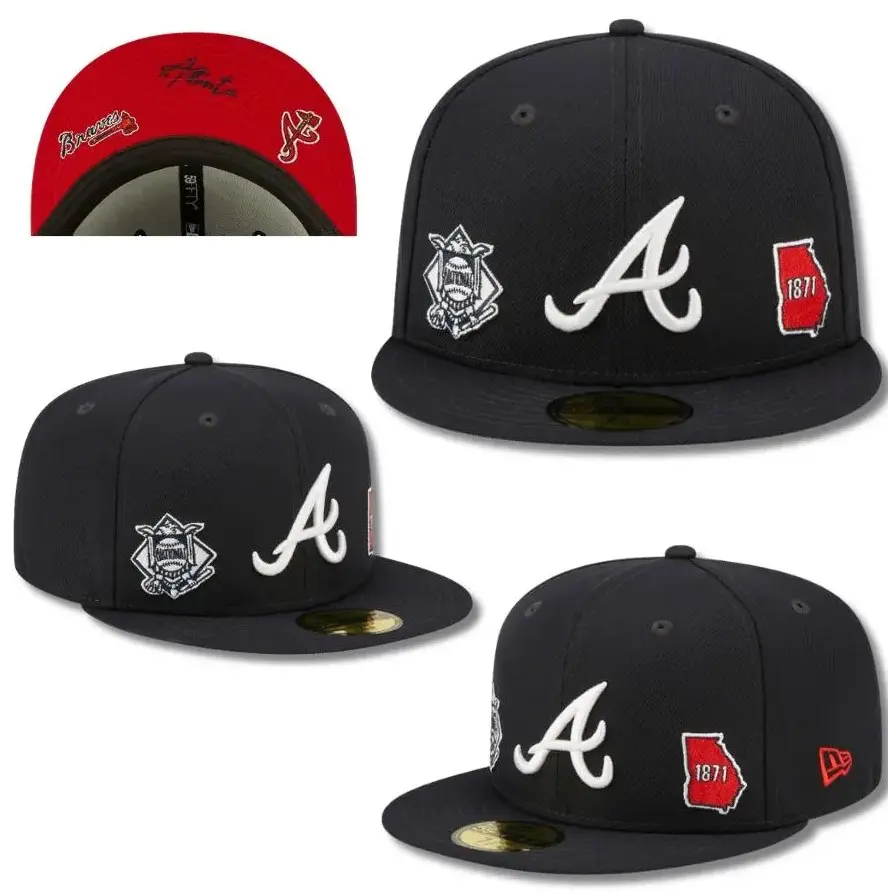 Black New Era Atlanta Braves 59FIFTY Fitted Sports Baseball Cap - Men Gift, Men's Flat Bill Hat, "A" Logo, Red Undervisor, 1993 Florida American League Side Embroidery, Vintage Retro MLB Streetwear Style, Urban Daily outfit