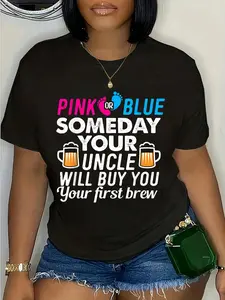 100% Cotton Uncle Gender Reveal Party Shirt Pink Blue Boy Girl T-Shirt