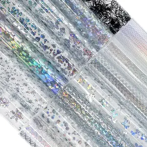 14 Pieces Rainbow Transparent Jelly PVC Sheets, Holographic Vinyl Stickers, Various Patterns, DIY Craft Sewing Supplies, 8.2"x11.8"