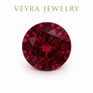 Round Pomegranate Red Moissanite | VVS1 Clarity, Traceable GRA Certificate