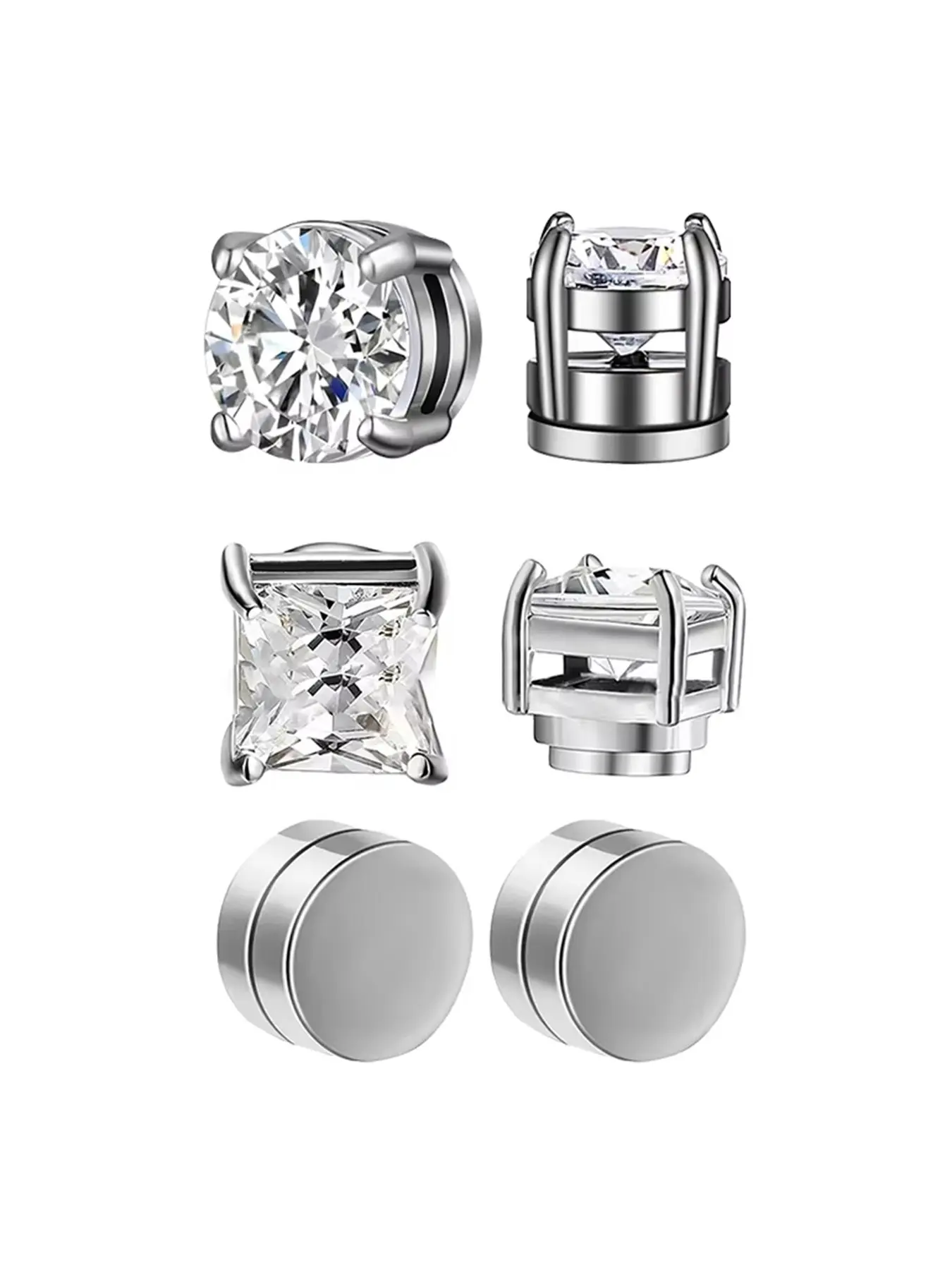 Crystal Magnetic Stud Earrings, Shining Earrings, Earring Studs & Clip-ons, unisex rhinestone zircon design, magnetic earrings require no ear piercings, comfortable and easy to wear, Fashion jewelry, perfect gift choices for Mother's Day