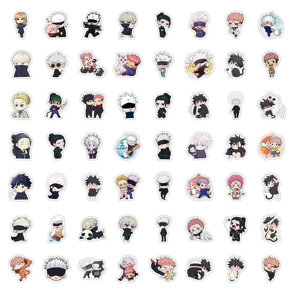 Kawaii Cartoon Jujutsu Kaisen Anime Stickers - 10/30/60pcs Multiple Packs Collectibles, Decorative Stickers for Stationery, Laptop (Featuring Itadori Yuji, Satoru Gojo)