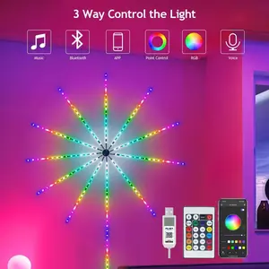 RGB Smart LED Firework Light Strip, Rgbw Color Changing, Music Sync, APP Control, Compatible with Smartphone/tablet, Holiday Decor Lamp