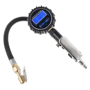 Digital Tire Inflator Pressure Gauge and Longer Hose, Air Chuck with Gauge for Air Compressor - 200PSI