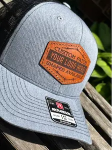 Custom Patch Shape Customized Richardson 112 Laser Engraved Leather Patch Hat-company Hand Stitched Real Leather Custom Shape Your logo here