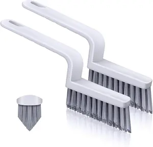 V-Shaped Grout Cleaner Brush 2 Pack – Stiff Bristle Tile Scrub Brushes for Bathroom, Shower, Kitchen & Floor Deep Cleaning