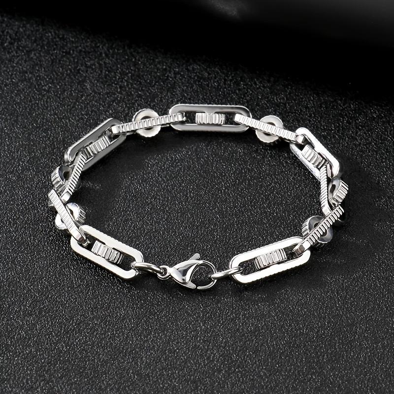 1pc Heavy-Duty Motorcycle Chain Bracelet - Industrial Hip-Hop Jewelry with Interlocking Chains, Unisex Bike Chain Necklace for Men & Women - Edgy Motorcycle, Cycling, Everyday Streetwear - Durable Metallic Finish Gift for Bikers & Urban Fashion Lovers, Mo