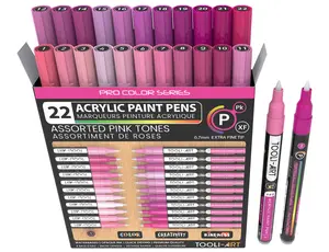 Acrylic Paint Pens 22 Assorted Pink Pro Series Markers Set (0.7mm EXTRA FINE) Artist Bundle Art Supplies