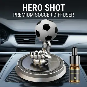 Solar Powered Rotating Soccer Ball Car Air Freshener -Aromatic Diffuser, Vehicle Decoration Essential Oil Diffuser -Gift for Football Fanatics and Drivers Portable Waterless CarDiffuser Air Freshener Car Aromatherapy Diffuser
